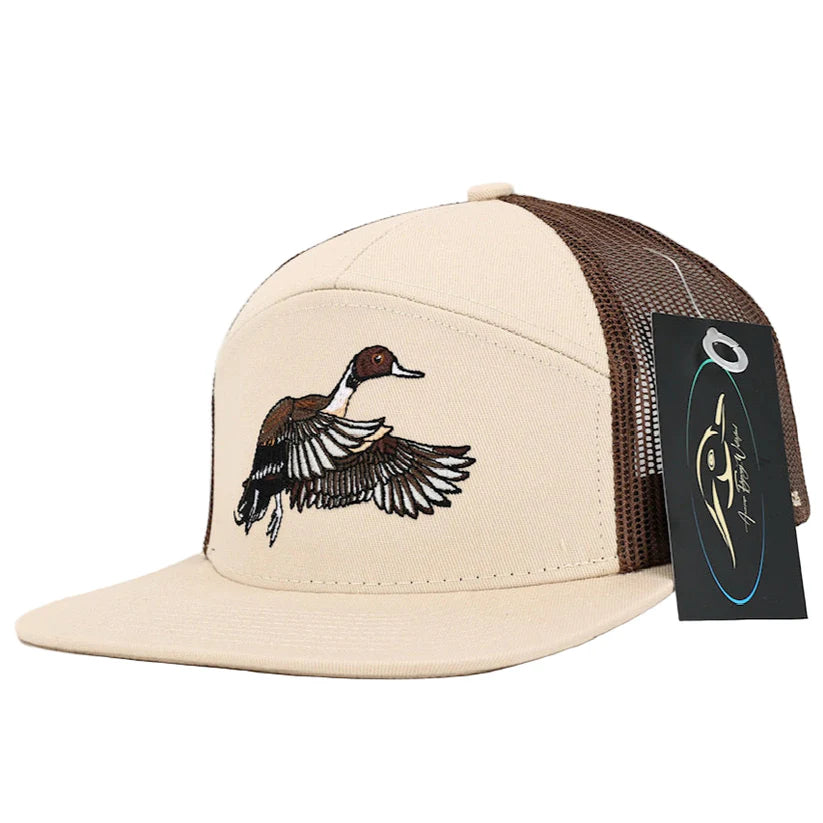 American Flyway Waterfowl AFW Pintail Pale Khaki & Brown 7 Panel Hat