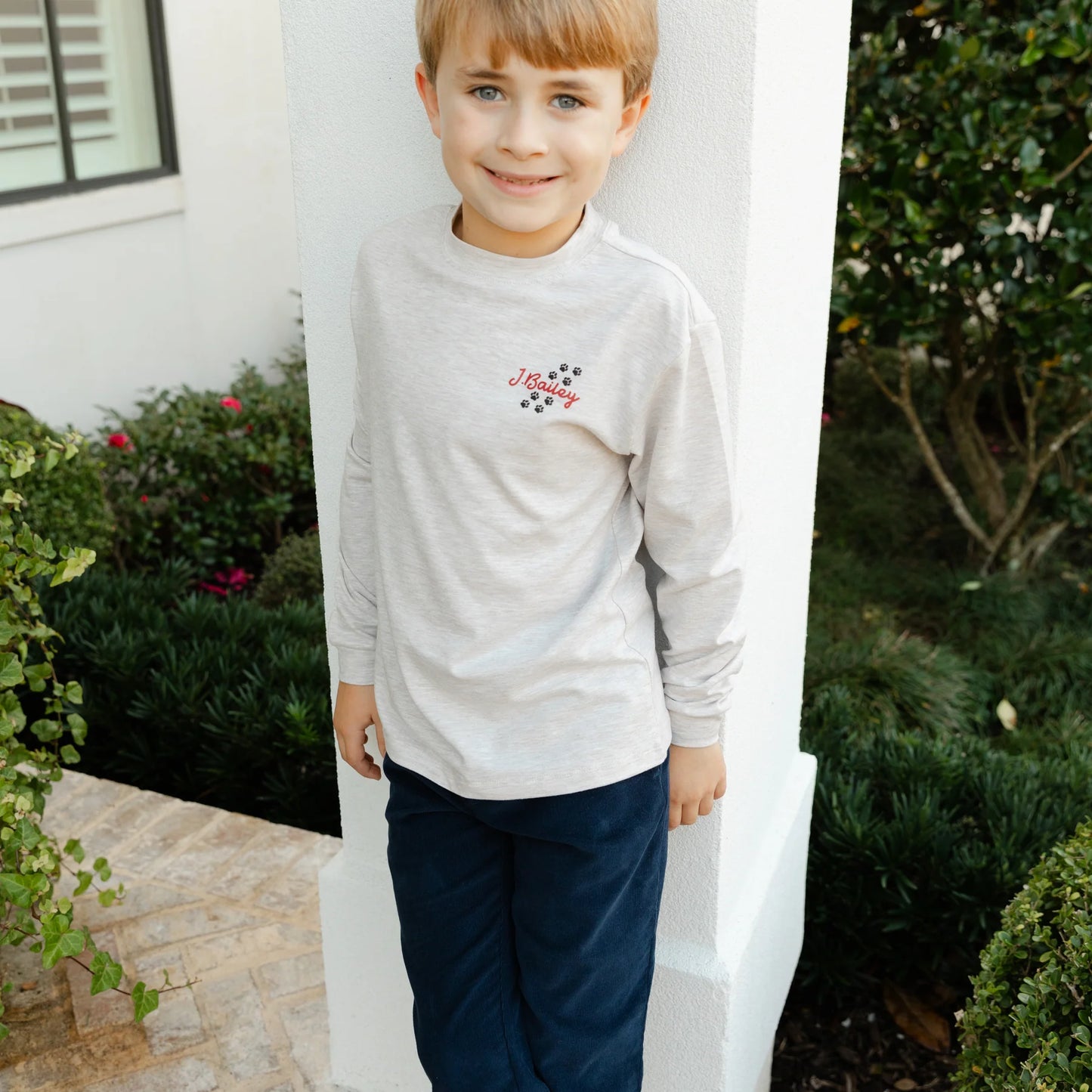 J. Bailey Long Sleeve Logo Tee - Dawg on Oatmeal