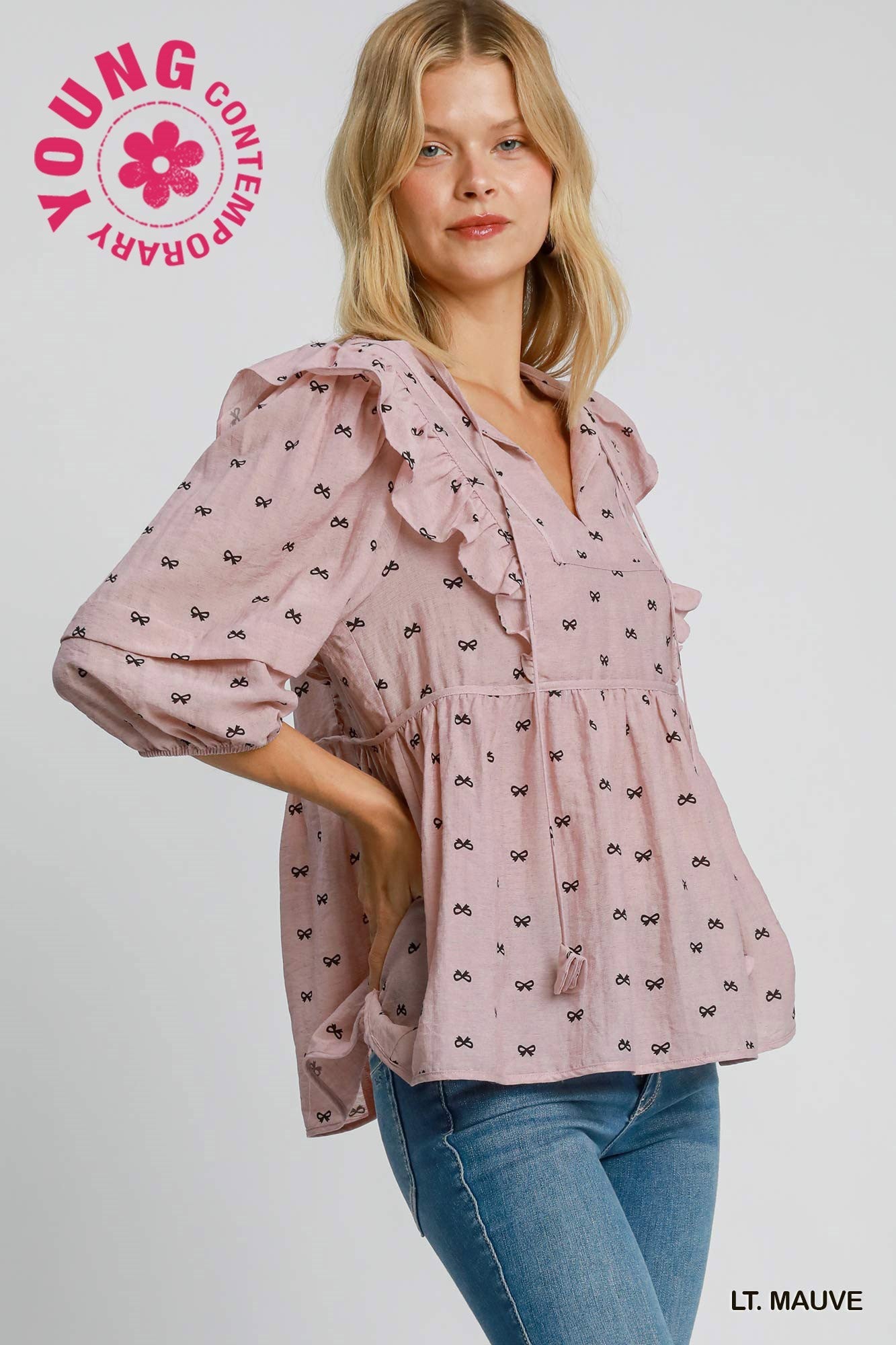 Lt. Mauve Ribbon Top by Umgee