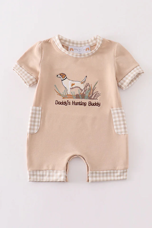 Daddy's Hunting Buddy Embroidered Romper