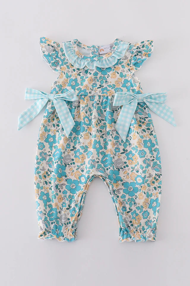 Blue Aqua Meadow Girl Romper