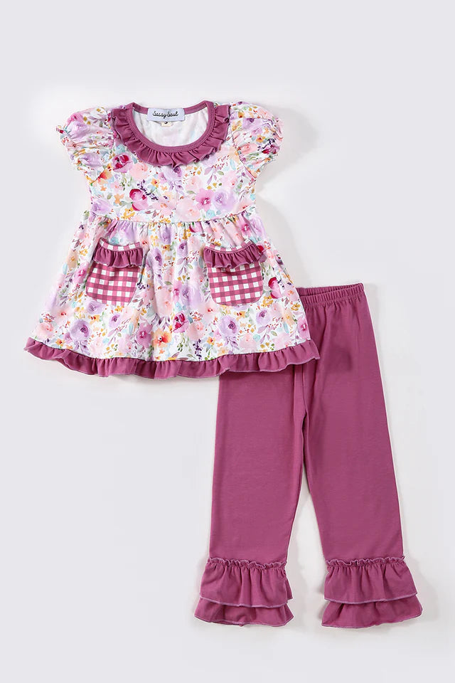 Girl's Purple Floral 2pc outfit