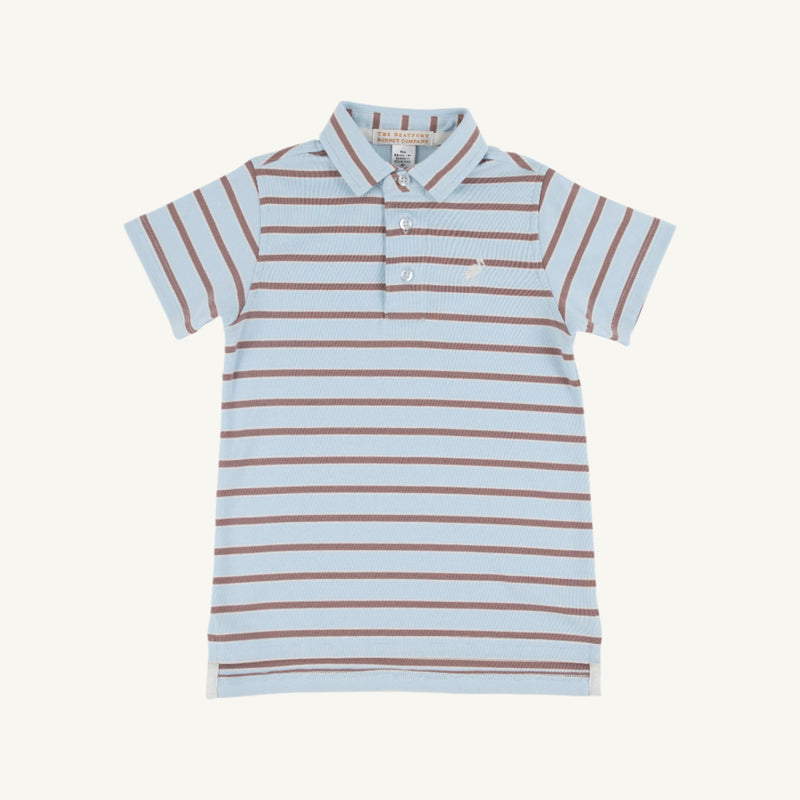 Beaufort Bonnett Palmetto Blue & Grey Brown Stripe Polo