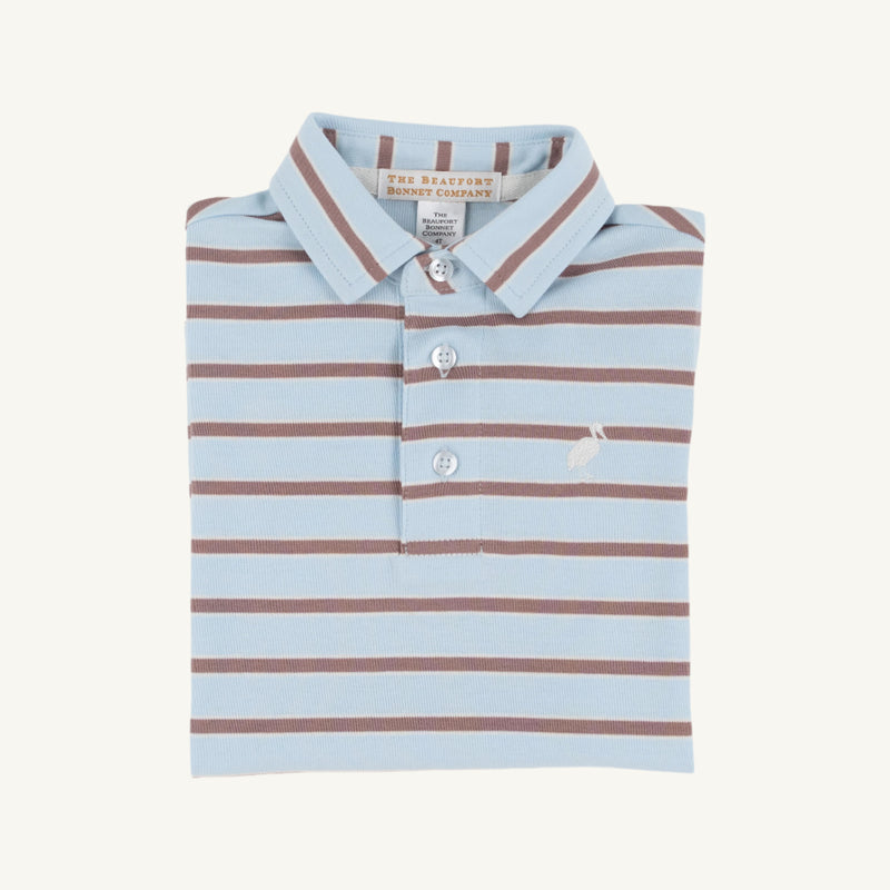 Beaufort Bonnett Palmetto Blue & Grey Brown Stripe Polo