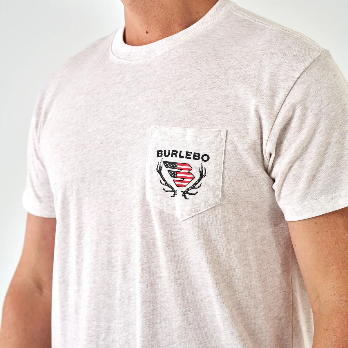 Burlebo Elk Horn Logo Tee in Heather Oatmeal