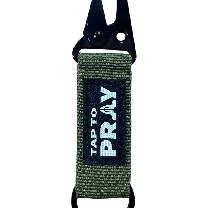 Tap to Pray Tactical Carabiner Keychain Green