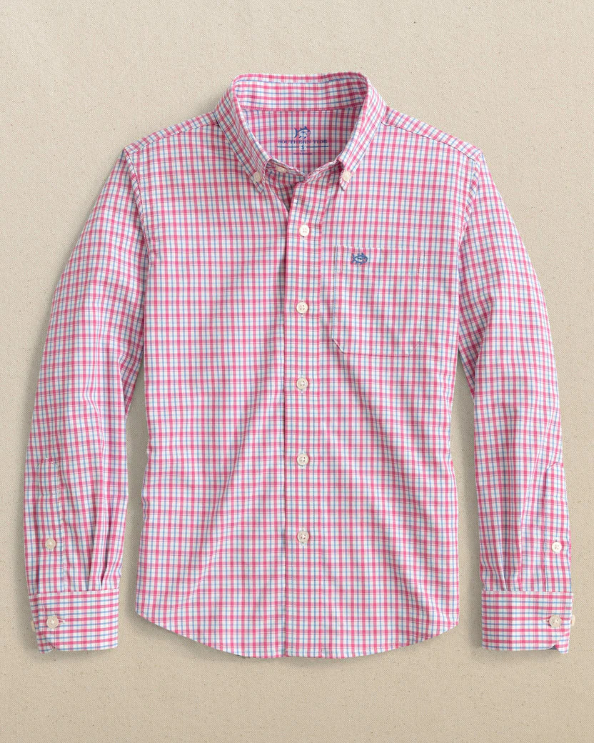 Southern Tide Boys Intercoastal Broad Creek Sport Shirt- Very Berry