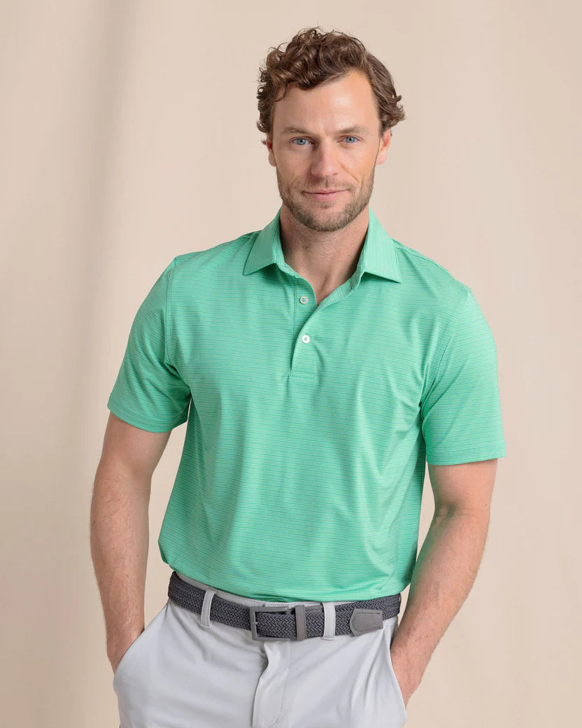Southern Tide Brrr-eeze Claxton Stripe Polo- Simply Green