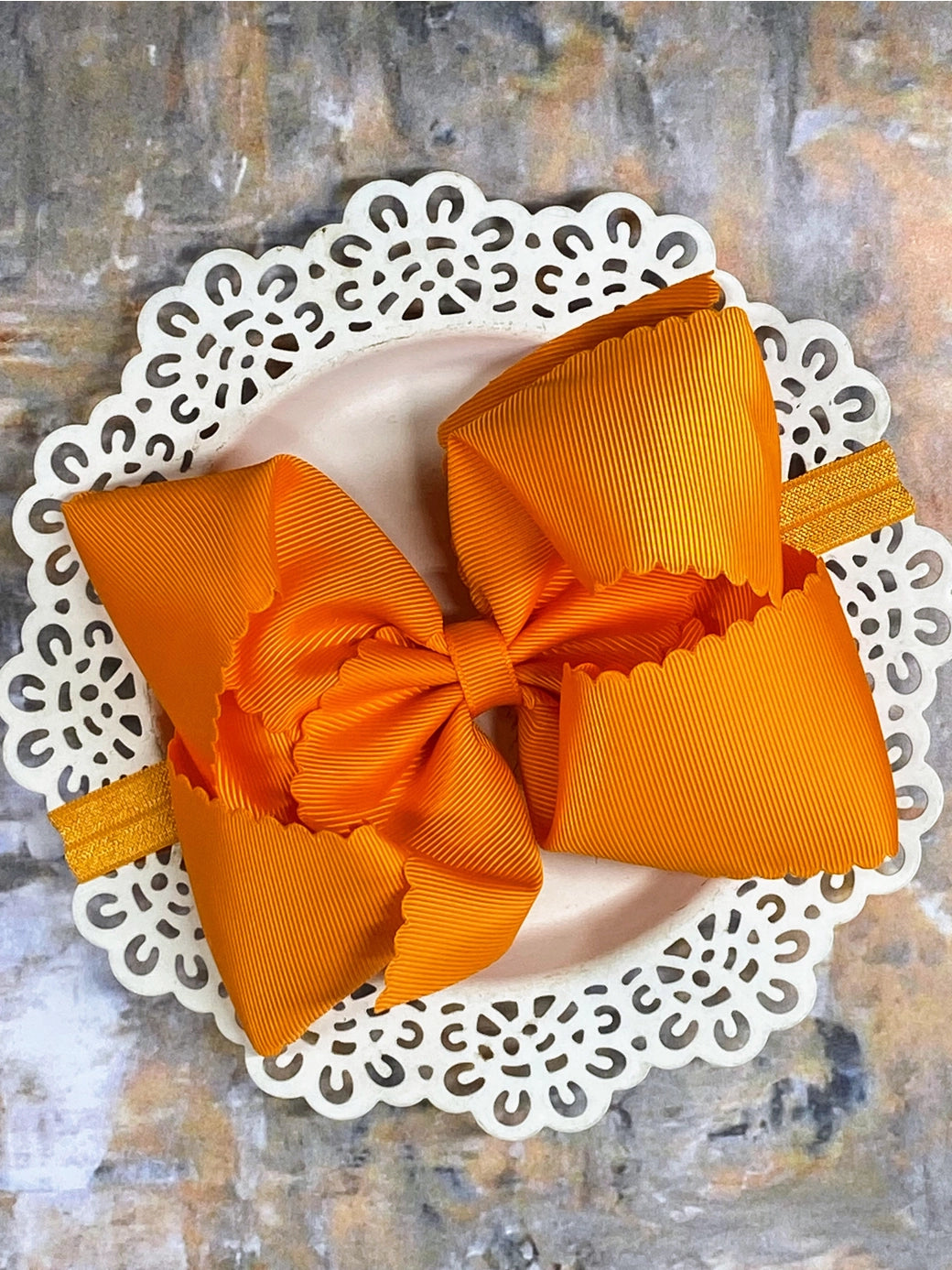 Orange Oversize Scalloped Bow Headband