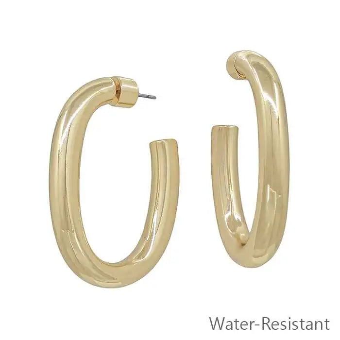 Gold Oval Hoops Water Resistant