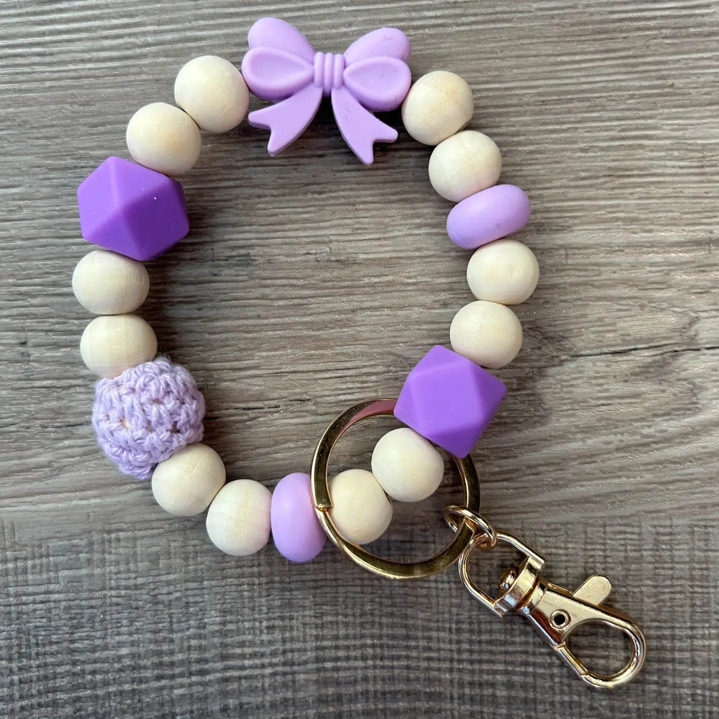 Bow Wristlet Key Ring Purple