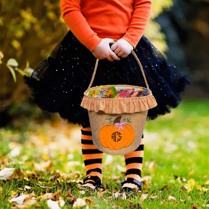 Pumpkin Ruffle Tote for Girls