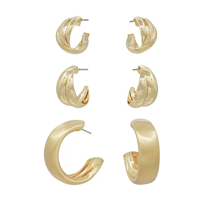 Trio Hoops in Gold
