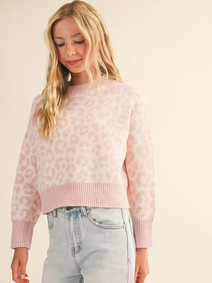 Pink Leopard Sweater Youth