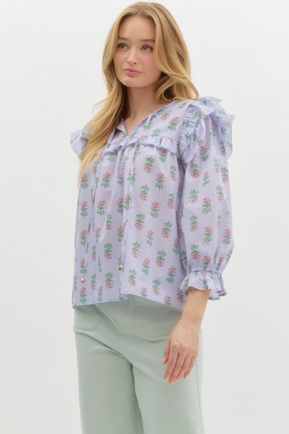 Entro Blue Floral Top