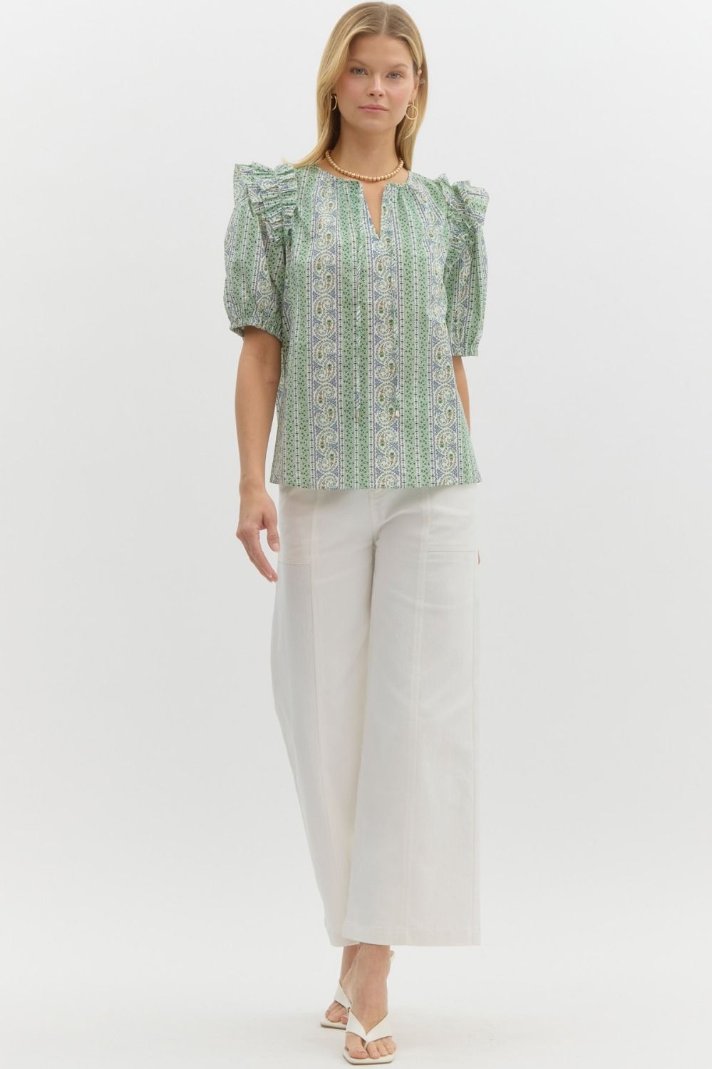 Entro Green Paisley Top