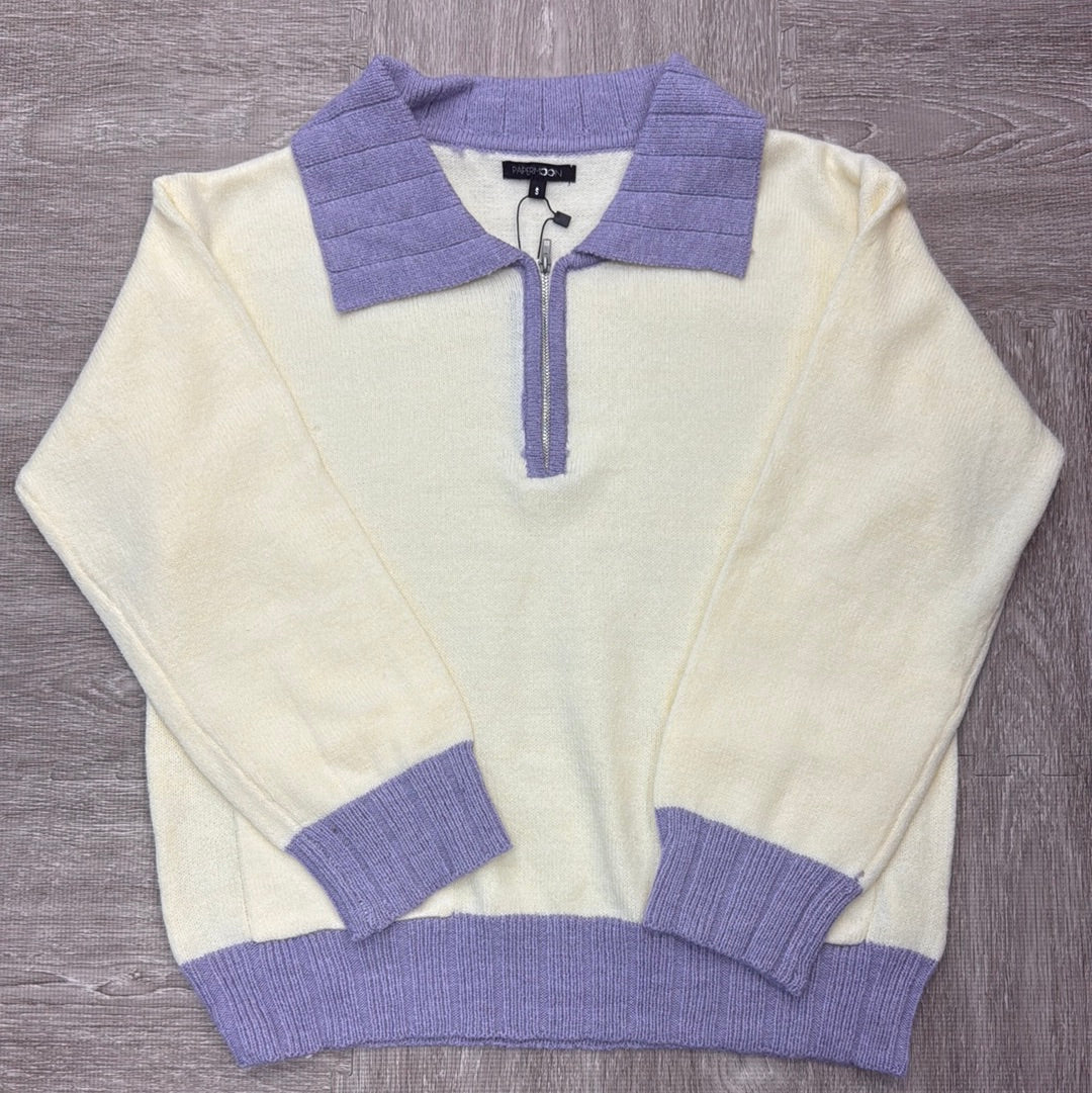 Jesse Zipper Sweater in Lavender