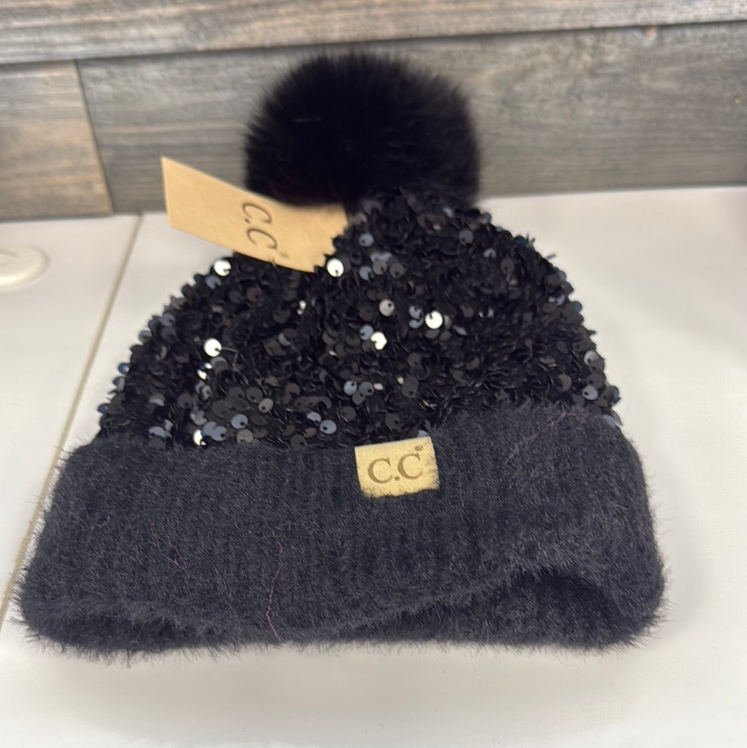 CC Girl’s Black Sequin Beanie
