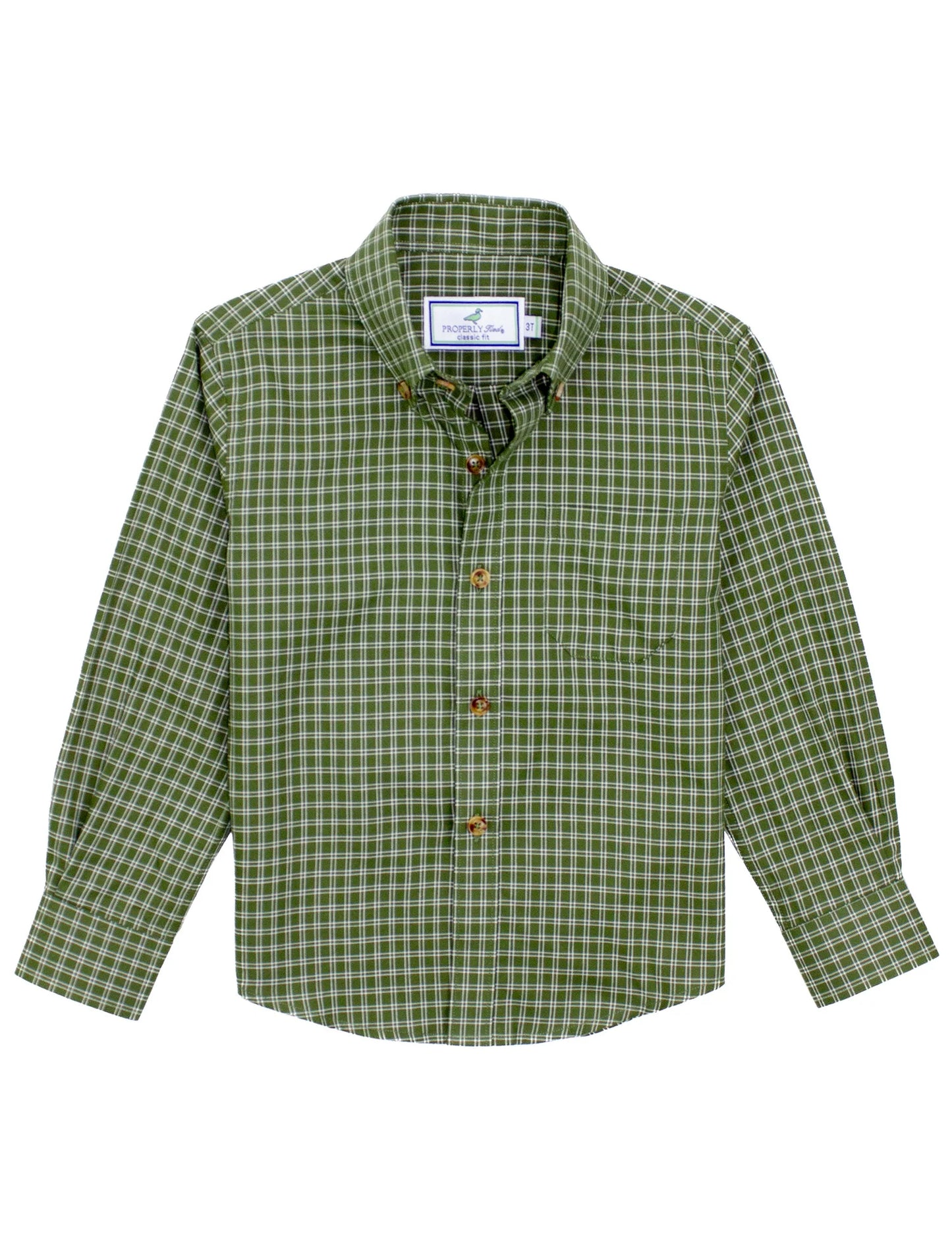 Properly Tied Boys Woodland Sportshirt Cypress Needle