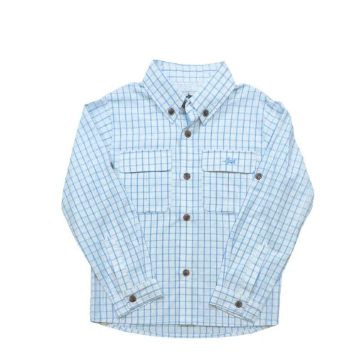 Saltwater Boys Flagler Fishing Shirt- Blue/ White Plaid