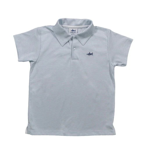 Saltwater Boys Signature SS Pima Polo- Light Blue Stripe