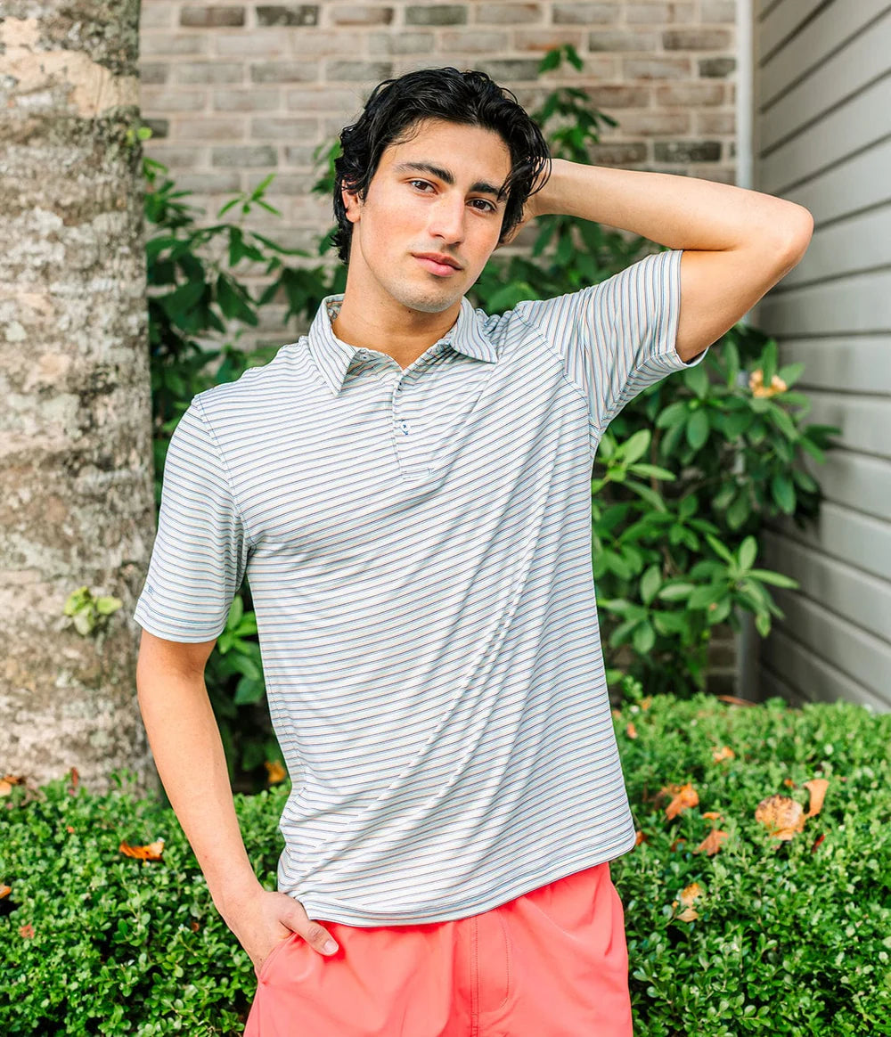 Southern Shirt Co. Augusta Stripe Polo Seafoam