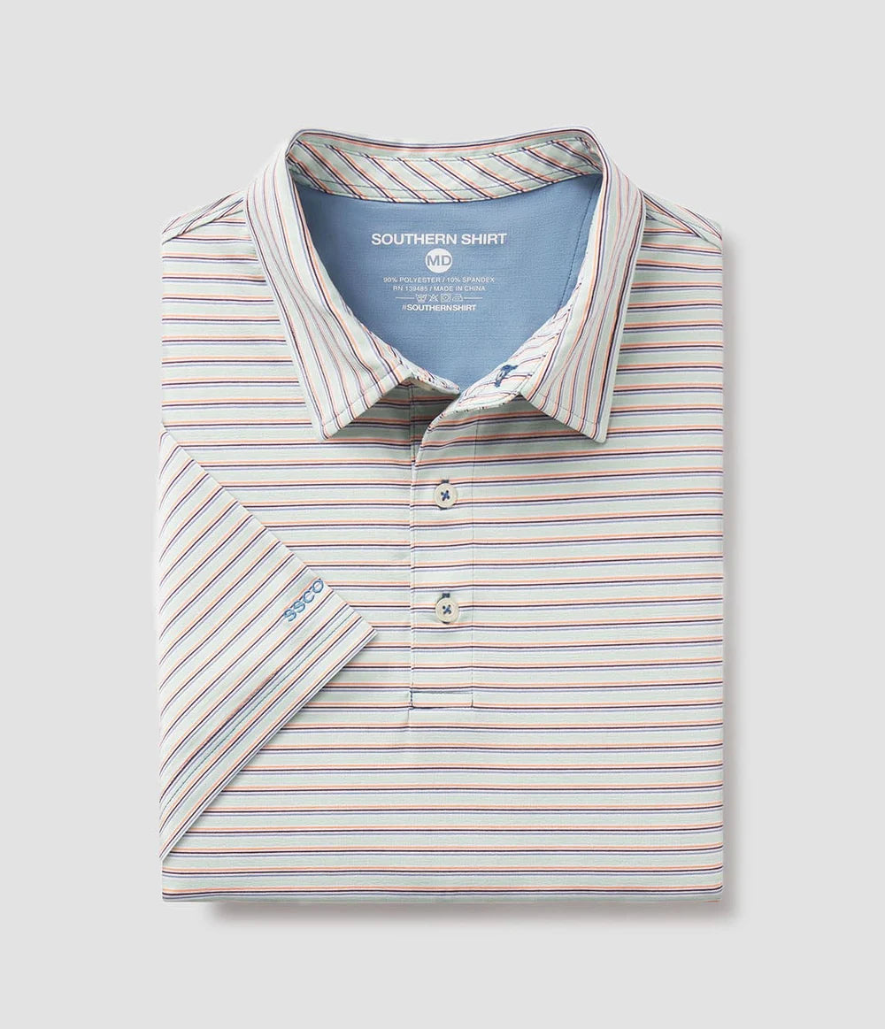 Southern Shirt Co. Augusta Stripe Polo Seafoam