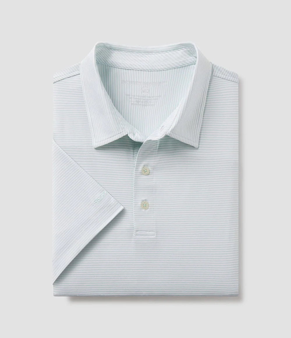 Southern Shirt Heather Madison Stripe Polo Chalky Mint