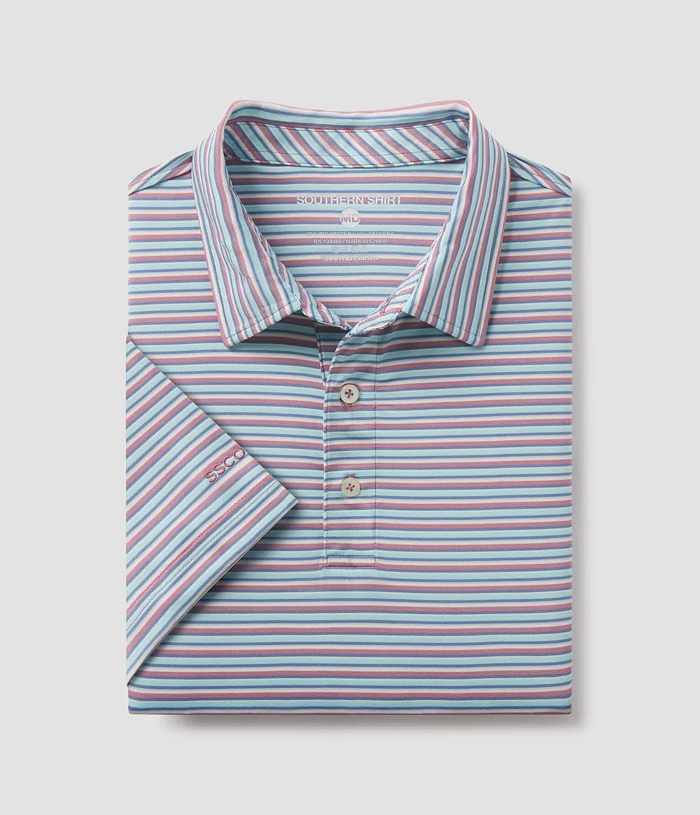Southern Shirt Co. Tybee Stripe Polo Tropsicle