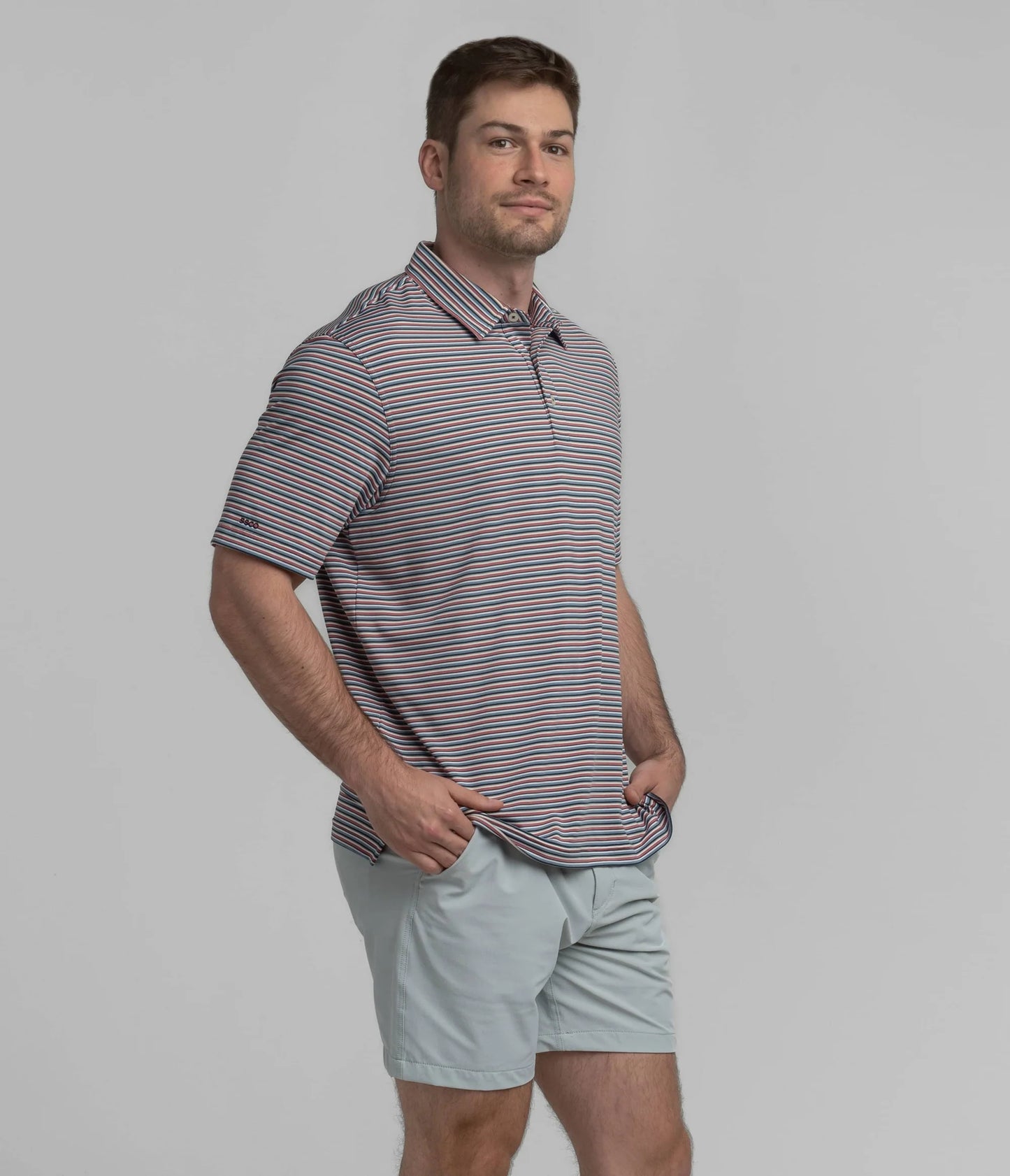 SSCO Tybee Stripe Polo in Patriotic