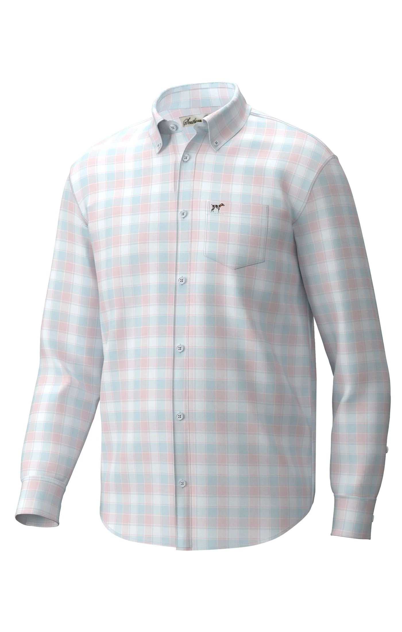 Southern Point Hadley Luxe Lite Long Sleeve Button Down- Watercolor Plaid