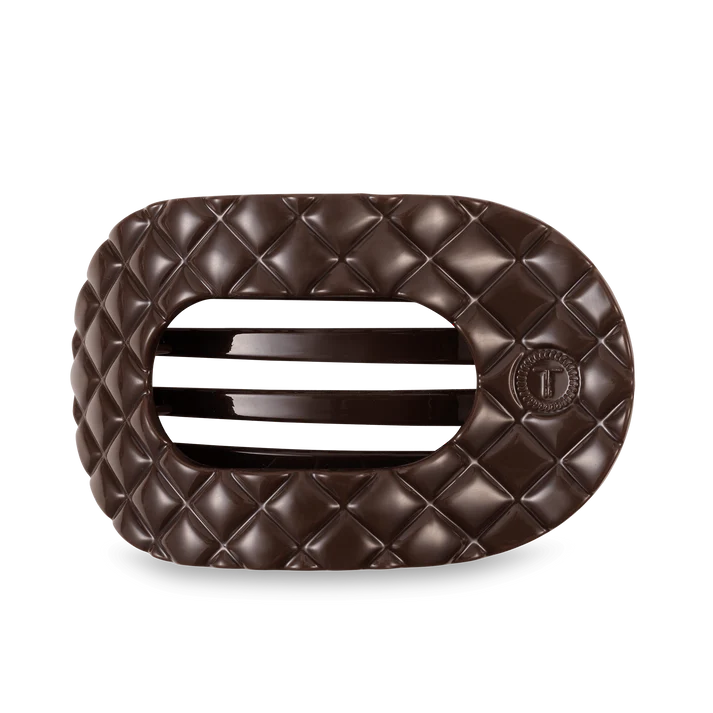 Teletie Truly Taupe Quilted Large Flat Round Hair Clip