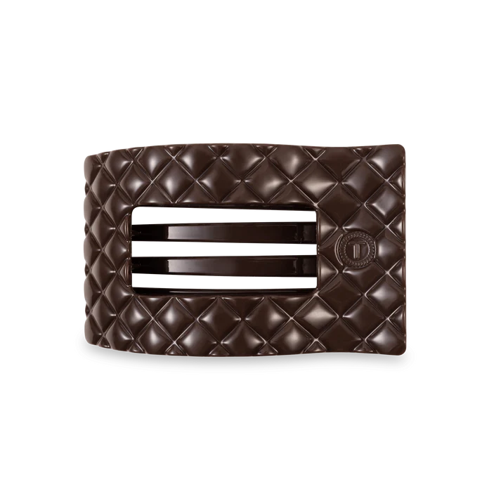 Teletie Truly Taupe Quilted Medium Flat Rectangle Hair Clip