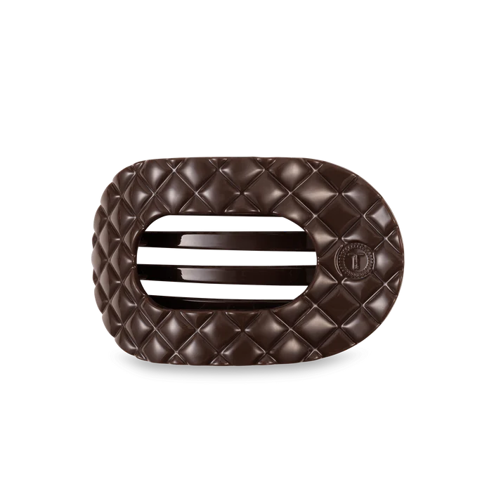 Teletie Truly Taupe Quilted Medium Flat Round Hair Clip