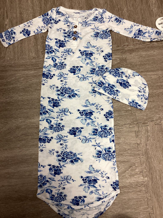 Jane Marie Baby Blue Haven Bamboo Gown and Beanie Set