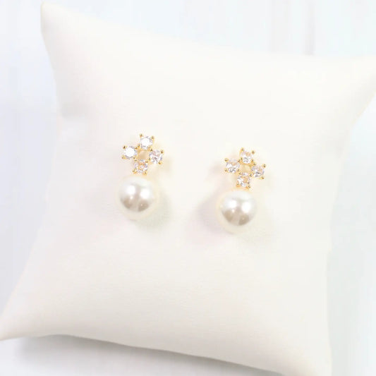 Claire Cz & Pearl Earrings