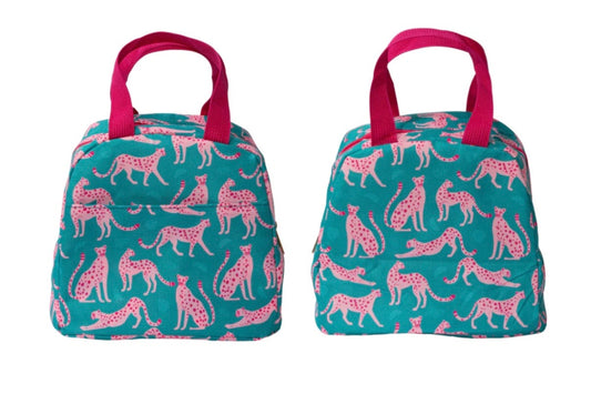 Girls Pink & Teal Leopard Lunchbox