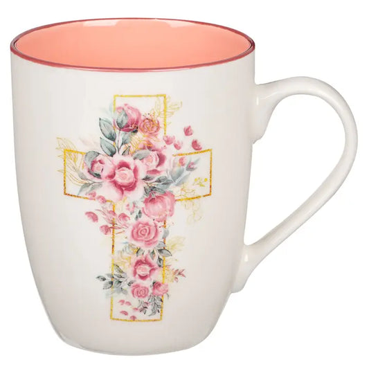 Pink Floral Cross Mug