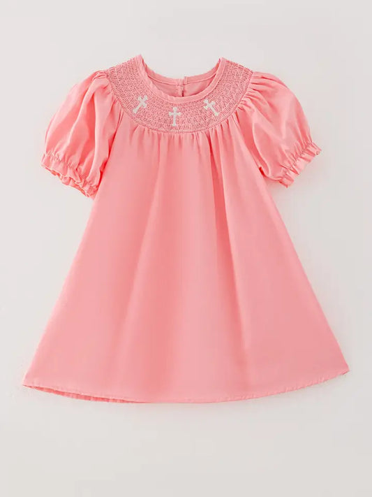 Girl's Pink 3 Crosses Dress