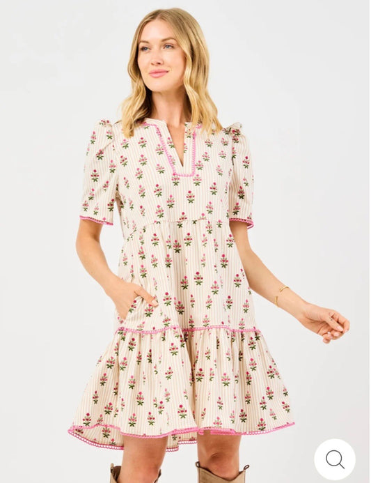 Mary Square Adelyn Dress Cottage Stripes