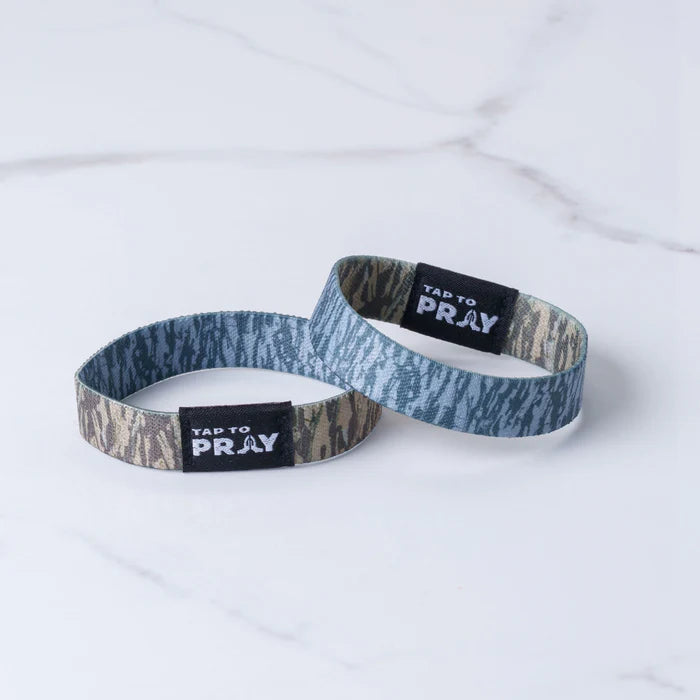 Versible Tap to Pray Wristbands - Tree Bark Camo Brown & Grey