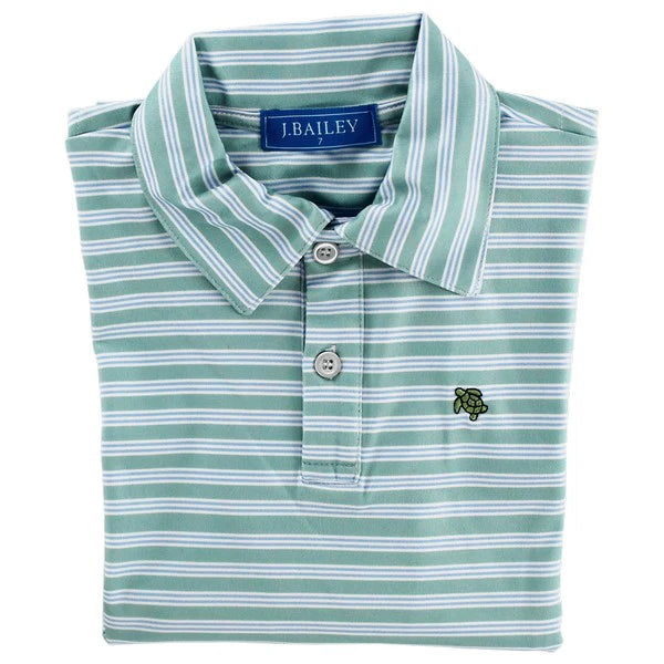 Bailey Boys Harry Moss/Blue Performance Polo L/S