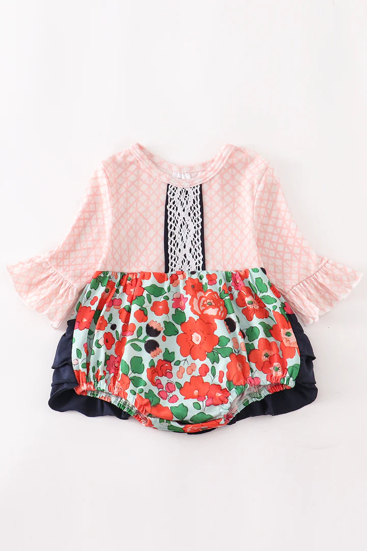 Flower Print Ruffle Romper