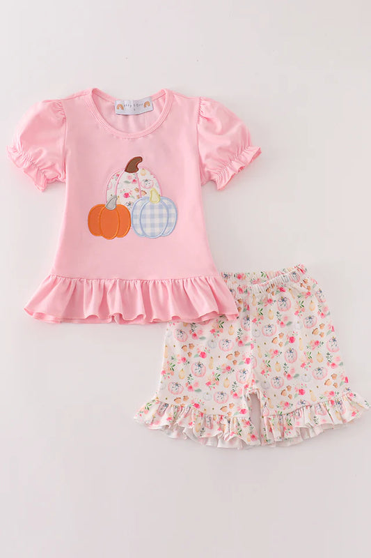 Pink Pumpkin Applique 2pc Outfit