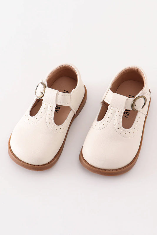 Girl's White Vintage Leather Shoes