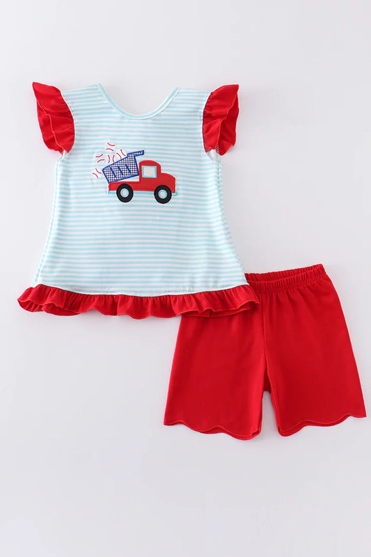 Girl's Applique Baseball 2pc Outfit