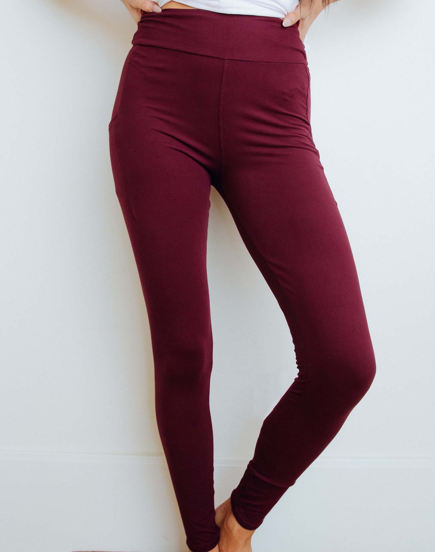 Ladies Burgandy Leggings