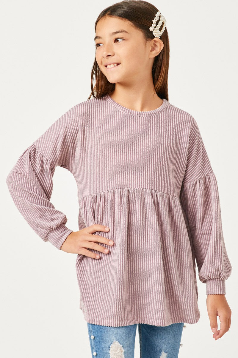 Mauve Rib Top for Girls