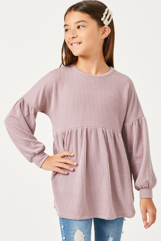 Mauve Rib Top for Girls