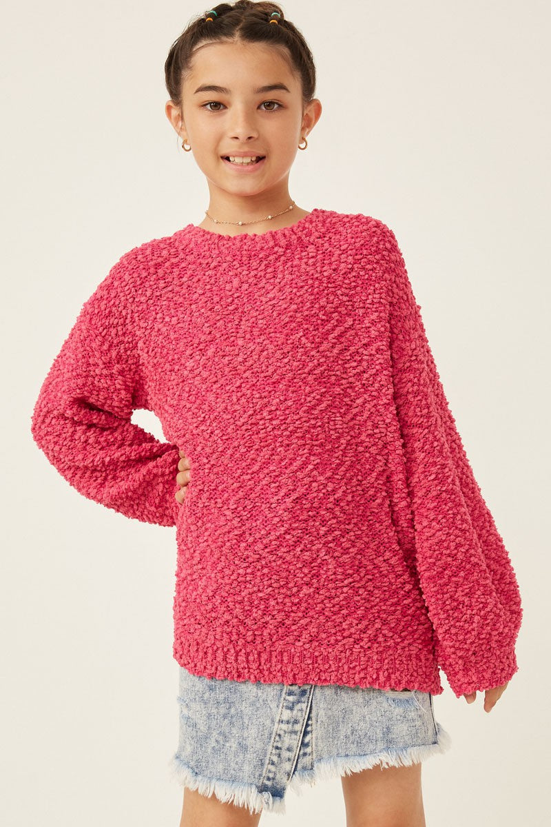 Girl's Pink Popcorn Sweater